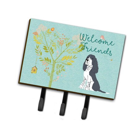 Carolines Treasures Welcome Friends Black Springer Spaniel Leash or Key Holder, 6 x 2 x 9 in. BB7621TH68